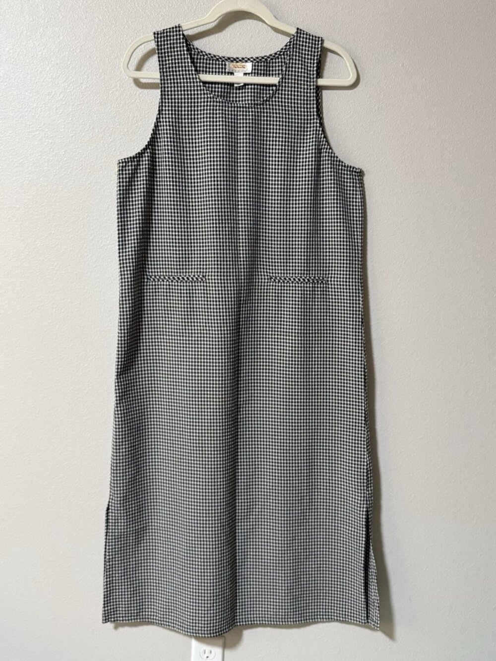 Talbots Women’s Black And White Gingham Sleeveless Shift Dress Sz 8